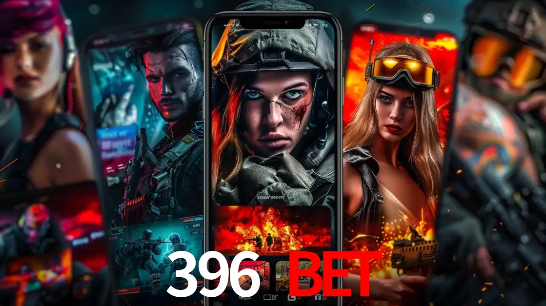 Montagem de telas de celular mostrando diversos personagens, masculinos e femininos, de um jogo de tiro, ilustrando a diversidade de equipes de e-sports para apostar no 396 BET.