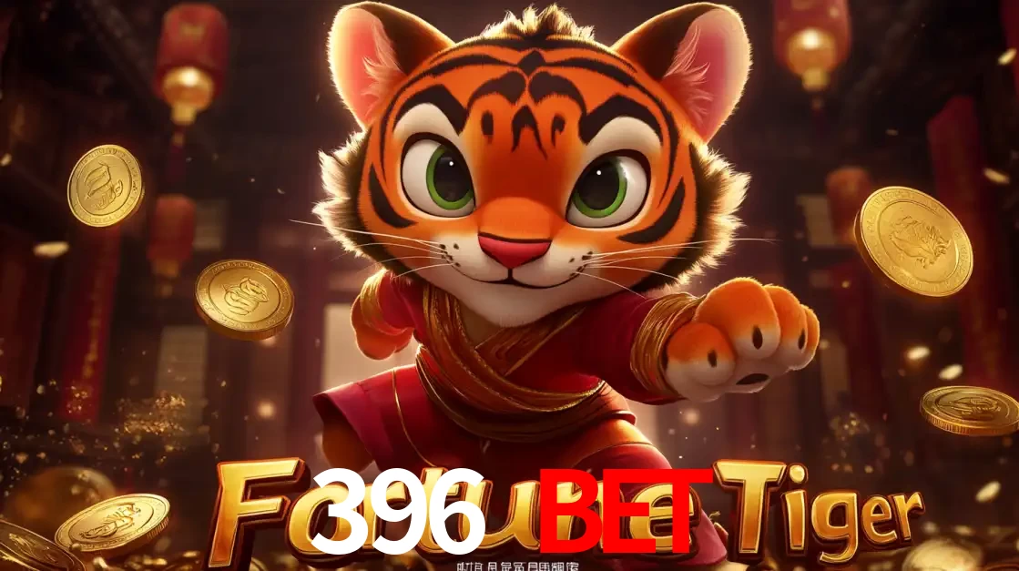 O carismático mascote do jogo de slot Fortune Tiger, um tigre fofo em pose de artes marciais, pronto para trazer sorte e multiplicadores de ganhos no cassino online 396 BET.
