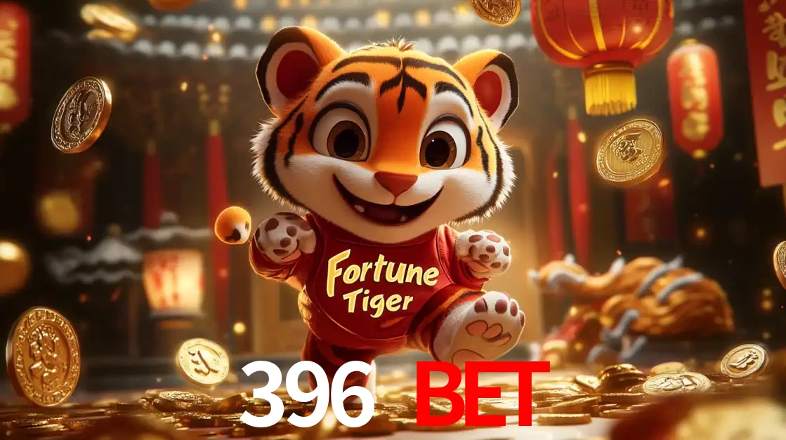 O alegre personagem do Fortune Tiger correndo sobre um caminho de moedas de ouro, simbolizando os grandes prêmios e a diversão do popular jogo de slot do 396 BET.